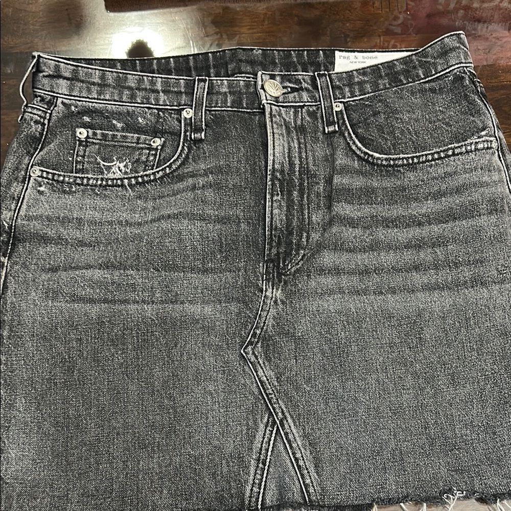 Rag & Bone Charcoal Denim Skirt